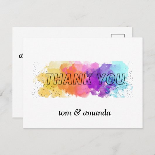 remerciement couleur Invitation pliée (Devant / Derrière)