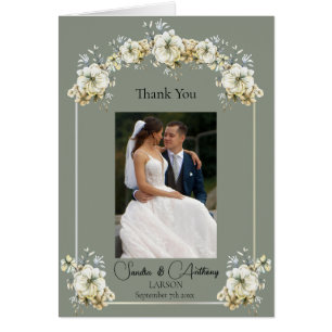 Remerciement de mariage photo floral vert sauge