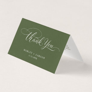Remerciement de mariage plié Olive Green Modern Sc