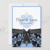 Remerciement invitation de mariage bleu floral (Devant)