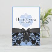 Remerciement invitation de mariage bleu floral (Debout devant)