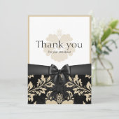 Remerciement mariage invitation beige fleurs (Debout devant)