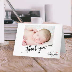 Remerciement pour baby shower avec photo écriture