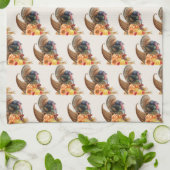 Remerciement Turquie serviette de cuisine Citrouil (Plié)