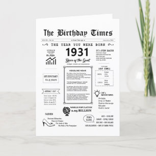 Remerciements 1931 L'Année De Votre Naissance Carte D'Anniversai