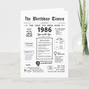 Remerciements 1986 L'Année De Votre Naissance Carte D'Anniversai