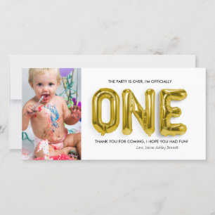 Remerciements 1er anniversaire personnalisé Carte de remerciemen