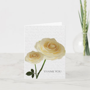 Remerciements 2 Roses Peintes en Blanc Carte de Remerciement Élé