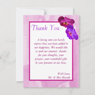 Remerciements 4x5 Fleurs de pivoine violet/rose Carte de remerci