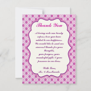 Remerciements 4x5 Flux Formel Magenta Purple Carte de remercieme