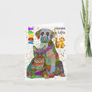 Remerciements Adoption de chiens et de chats et carte de voeux S