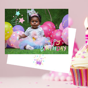 Remerciements Adorable Carte d'Anniversaire de la petite fille