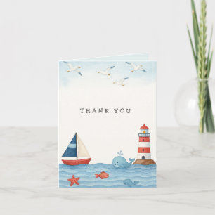 Remerciements Ahoy C'est un garçon Baby shower nautique Carte de