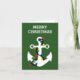 Remerciements Ancre avec feux de Noël Carte de vacances nautique