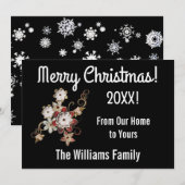 Remerciements Anges, bijoux et fleurs mousseuses Carte de Noël (Devant / Derrière)