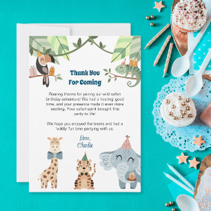 Remerciements Animal de fête safari, carte de remerciement pour