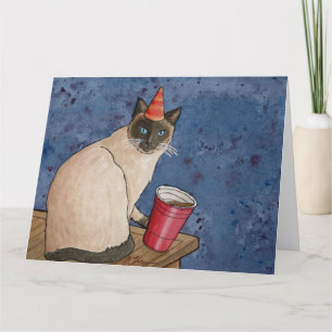 Remerciements Animaux de fête : Carte de chat Siamese 8.5"x11"