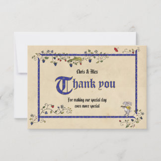 Remerciements Animaux médiévaux carte plate de remerciement