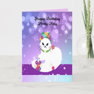 Remerciements Anniversaire de la carte Kitty Blanc