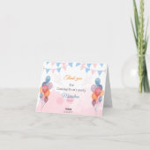 Remerciements Aquarelle Balloon Anniversaire Carte de remercieme (Dos)