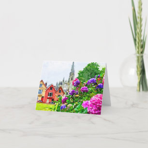 Remerciements Aquarelle Cobh, Irlande Hydrangeas Carte de remerc