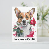 Remerciements Aquarelle Corgi Chien avec carte de note Rose (Debout devant)