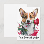 Remerciements Aquarelle Corgi Chien avec carte de note Rose (Devant / Derrière)