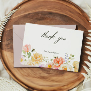 Remerciements Aquarelle florale de maman à abeille Carte de reme