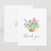 Remerciements Aquarelle pointillée Cyclamen Carte de remerciemen (Devant / Derrière)