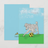 Remerciements Aquarelle Poodle blanc avec carte de note de balle (Devant / Derrière)