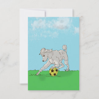 Remerciements Aquarelle Poodle blanc avec carte de note de balle
