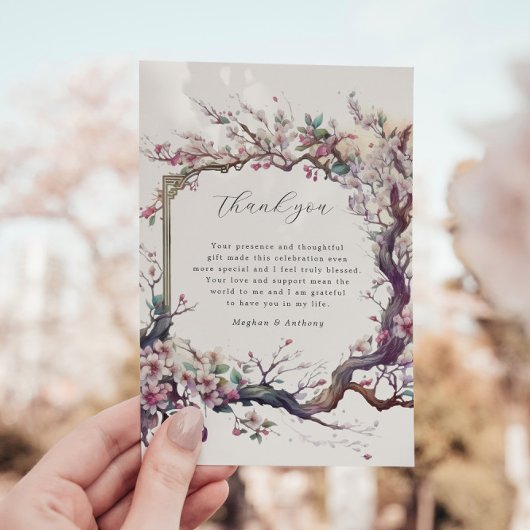 Remerciements Aquarelle Sakura Cherry Flower Carte de remercieme