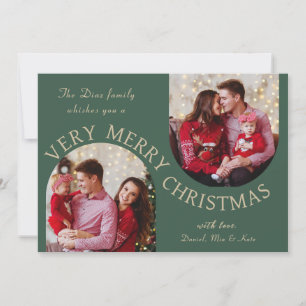 Remerciements Arc vert très joyeux Carte photo de Noël