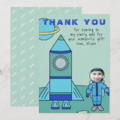 Remerciements Astronaut Boy Moon Insérer votre Carte de remercie (Devant / Derrière)