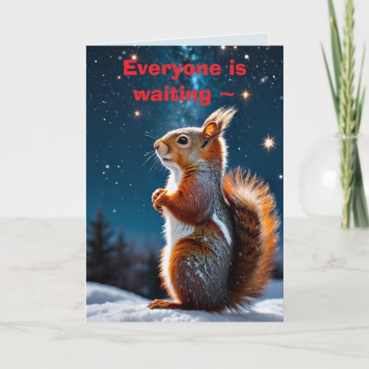 REMERCIEMENTS ATTENDRE CARTE DE NOËL SQUIRREL POUR ENFANT (Devant)