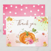 Remerciements Automne floral de rose de fille de carte de (Devant / Derrière)