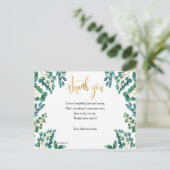 Remerciements avec carte postale feuillue (Debout devant)