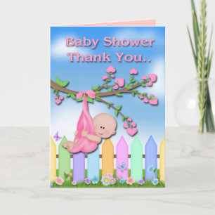 Remerciements Baby Girl - Jardin Baby shower Carte de remercieme