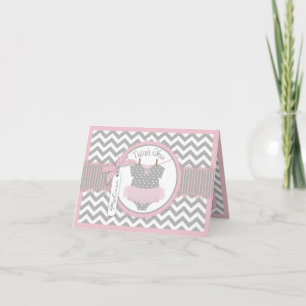 Remerciements Baby Girl Tutu Chevron Imprimer Carte de remerciem
