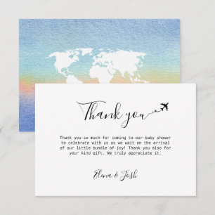 Remerciements Baby shower à thème Voyage Cute Flat Carte de reme