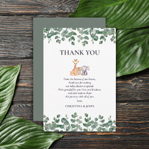 Remerciements Baby shower Animaux Safari mignons Carte de remerc