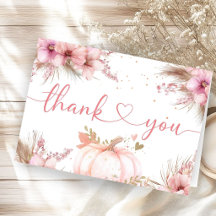 Baby Shower Carte de Remerciement Pliée Rose Citro
