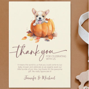 Remerciements Baby shower d'automne Citrouille plat Carte de rem