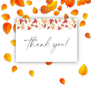 Remerciements Baby shower d'automne feuille en chute - Carte de