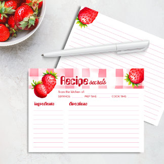 Remerciements Baby shower de la carte de recette fraise Retro En