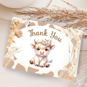 Remerciements Baby shower de la vache Sainte Boho Carte de remer