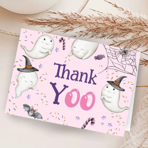 Remerciements Baby shower d'Halloween rose Carte de remerciement