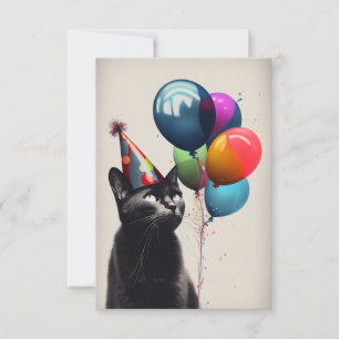 Remerciements Ballons Casquette de fête de chat carte d'annivers