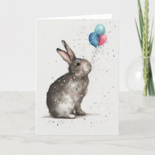 Remerciements Ballons d'Anniversaire de Bunny mignon Carte de vo
