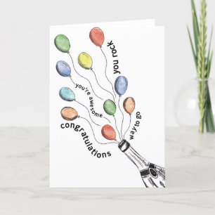 Remerciements Ballons de graduation ou Fêtes Carte 5x7